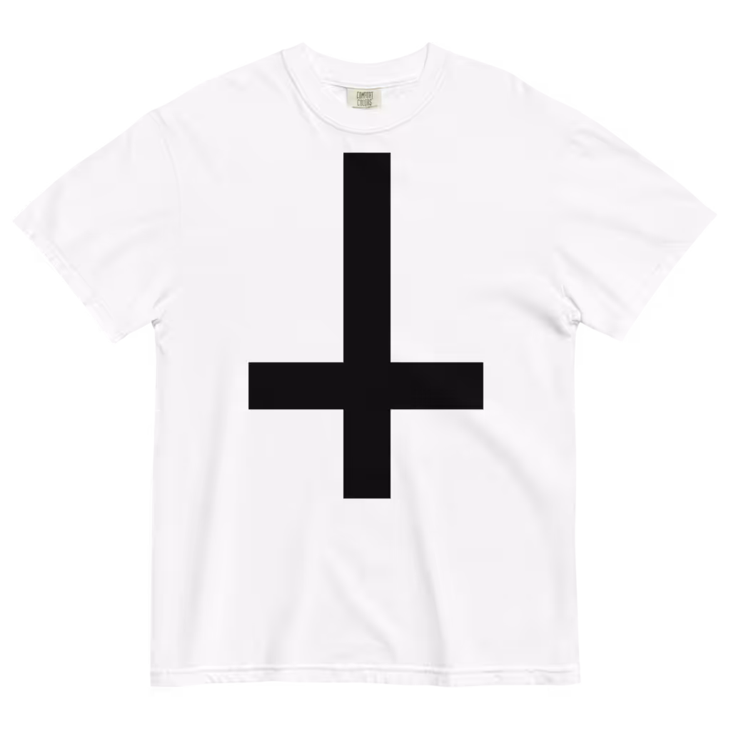 Tax the Church upside down cross heavyweight t-shirt (white)